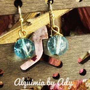 Alquimia Mint blue quartz Statement Earrings